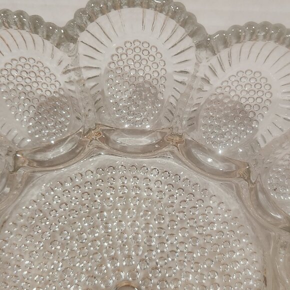 Vintage 11" Clear Hobnail Indiana Glass Deviled Egg Platter Plate Holds 15 Eggs - Picture 2 of 4